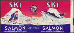 #ZLCA124 - Ski Salmon Label with Pretty Girl  S...