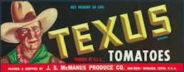 #ZLCA*063 - Texus Tomatoes Crate Label - Cowboy