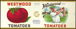 #ZLCA198 - Rare Westwood Tomatoes Can Label - G...