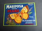 Old Vintage 1930's - MARIPOSA - Butterfly - PEAR LABEL - San Francisco CA.