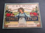 Old Vintage 1910's C&C Tomato CATSUP LABEL - Dubuque IOWA - Cash & Carry GROCERY