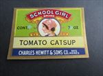 Old Vintage 1920's - SCHOOL GIRL - Tomato CATSUP - LABEL - Des Moines IOWA