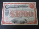 Old Vintage 1920's - WEST SHORE RAILROAD Company - BOND Certificate