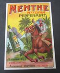 Old Vintage 1920's - MENTHE - Peppermint - European Liquor LABEL - HORSE