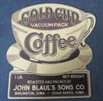 Lot of 5 Old Vintage - GOLD CUP COFFEE - LABELS - John Blaul's Sons Co. - IOWA