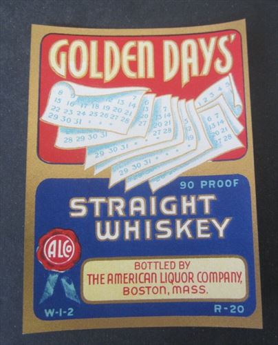 Lot of 5 Old Vintage 1930's - GOLDEN DAYS - WHISKEY LABELS - Calendar