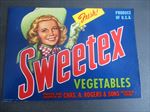 Old Vintage SWEETEX - Cowgirl - Vegetables - LABEL - TEXAS
