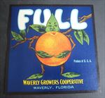Old Vintage 1940's - FULL - Cartoon Orange - Crate LABEL - Waverly FLORIDA