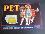 Old Vintage - PET - St. Bernard Dog & Girl  - Lemon LABEL