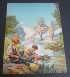 Old Vintage c.1940's - FISHIN -  ART PRINT - Boys Fishing