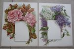 2 Old Vintage 1910 Antique VICTORIAN PRINTS - FLOWERS w/ Frame for Menu or Photo