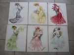 Set of 6 Old Vintage 1907 - Antique VICTORIAN PRINTS - New York Show Girls