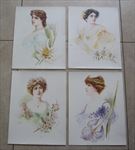 Set of 4 Old Vintage 1904 - Antique VICTORIAN PRINTS - Eminent Actresses