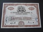 Old Vintage 1950's - PHILIPPINE LONG DISTANCE TELEPHONE  Co. - STOCK Certificate