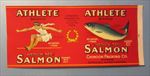 Old Vintage - ATHLETE - SALMON CAN LABEL - Chinook Packing Co. - Washington 