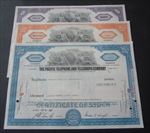 3 Old Vintage 1970's - PACIFIC TELEPHONE and TELEGRAPH - STOCK Certificates
