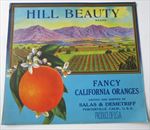 Old Vintage - HILL BEAUTY - Orange Crate LABEL - Porterville CA.