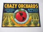 Old Vintage CHAZY ORCHARDS - Apple Crate LABEL - N.Y. - Largest McIntosh Orchard