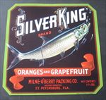 Old Vintage 1930's - SILVER KING - Florida Citrus LABEL - St. Petersburg - FISH