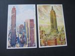 2 Old New York City SKYSCRAPER Postcards - Rockefeller / Empire State Building