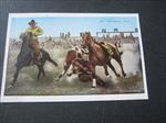 Old Vintage 1920's - RODEO - Western Cowboy POSTCARD - Bulldogging a Stear