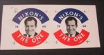 Sheet of 2 Old Vintage 1968 - NIXON'S THE ONE - Paper image for CAMPAIGN BUTTON
