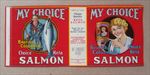 Old Vintage 1950's - MY CHOICE - Salmon CAN LABEL - Vancouver CANADA 