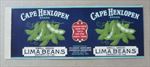 Old Vintage 1930's - CAPE HENLOPEN - Lima Beans - CAN LABEL - Baltimore MD. 