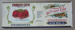 Old Vintage 1920's - FOREST CITY - Strawberries - CAN LABEL - Omaha NEB. 