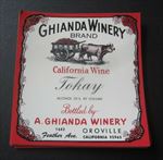  Lot of 50 Old Vintage GHIANDA WINERY Tokay WINE LABELS - Oroville CA.