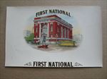  Old Antique FIRST NATIONAL Inner CIGAR LABEL - Bank Building - Trolley