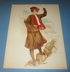 Old Vintage 1908 Antique VICTORIAN PRINT - Sporting Girls - HUNTING / RIFLE 