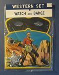 Old Vintage 1950's WESTERN Toy SET - Watch Badge & Lone Ranger style Mask 