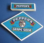 Lot of 200 Old Pepper's GRAPE SODA Soda Bottle LABELS - Ashland PA. - MOOSE 