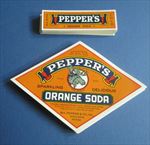 Lot of 200 Old Pepper's ORANGE SODA Soda Bottle LABELS - Ashland PA. - MOOSE 