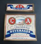  Lot of 100 Old Vintage 1930's - C A Sparkling Beverages - SODA LABELS 