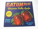 Old Vintage 1940's - EATUM BLUE - Apple Crate LABEL - Yakima WASH.