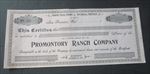 Old 1890's - PROMONTORY RANCH COMPANY - Stock Certificate - San Francisco CA.