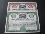 2 Old 1950's - S.D. WARREN COMPANY - Stock Certificates - MASS. - LUMBER