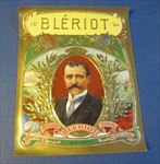  Old Antique - BLERIOT - Outer CIGAR LABEL - French Aviator