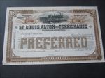 1880's - ST. LOUIS ALTON and TERRE HAUTE RAILROAD - Stock Certificate