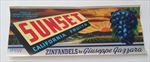 Old Vintage 1940's - SUNSET - ZINFANDELS - Grape Crate LABEL - Fresno CA.