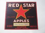 Old Vintage 1930's  RED STAR - APPLE Crate LABEL - L.F. Lettis - Watsonville CA.