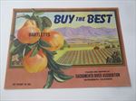 Old Vintage 1940's - BUY THE BEST - PEAR - LABEL - Sacramento CA.