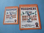 2 Old Vintage 1930's - WOODMERE Distilled DRY GIN - LABELS - Boston MASS.