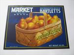 Old Vintage 1930's - MARKET - BASKET - PEAR - LABEL - Courtland CA.