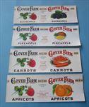 4 Old Vintage 1930's - CLOVER FARM - CAN LABEL - Cleveland OHIO - BEE