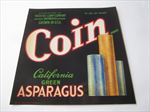 Old Vintage 1940's - COIN - Asparagus LABEL - San Francisco CA.