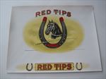 Old c.1920's - RED TIPS - Inner CIGAR Box LABEL - Horse Shoe - HORSE