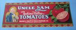 Old Vintage 1940's - UNCLE SAM - TOMATOES -  LABEL - Wapato WASH.